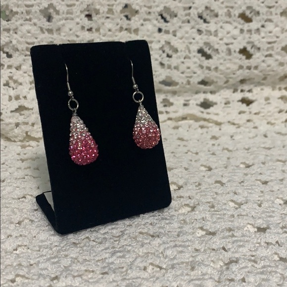 Pink and White Australian Crystal Earrings - Picture 1 of 2